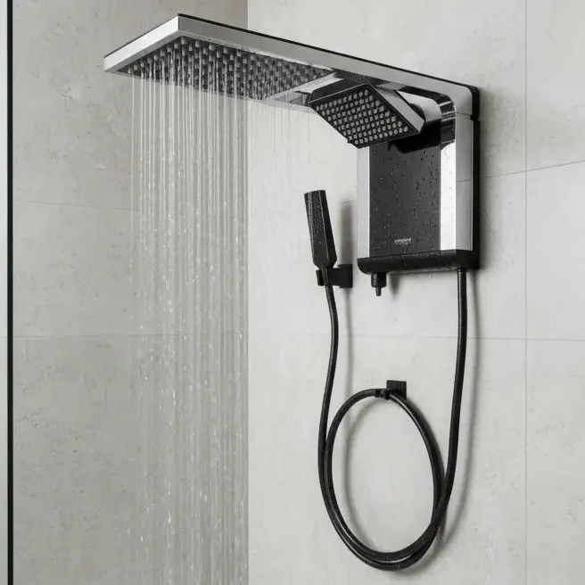 Ducha eléctrica Lorenzetti Acqua Duo negra cromada, 220 V